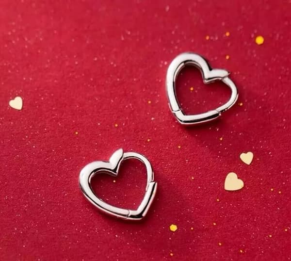 Womens Girls 925 Sterling Silver Love Heart Hoop Earrings Jewellery Gift UK