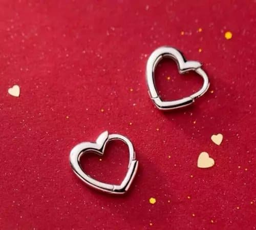Womens Girls 925 Sterling Silver Love Heart Hoop Earrings Jewellery Gift UK