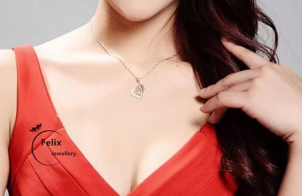 Double Heart Pendant 925 Sterling Silver Necklace Chain Women’s Jewellery Gifts
