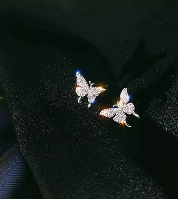 925 Sterling Silver Crystal Butterfly Ear Stud Earrings Womens Girl Jewellery UK