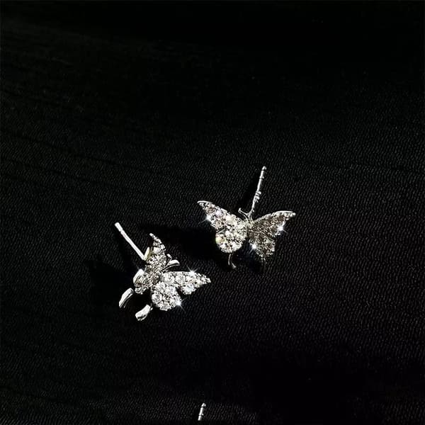 925 Sterling Silver Crystal Butterfly Ear Stud Earrings Womens Girl Jewellery UK
