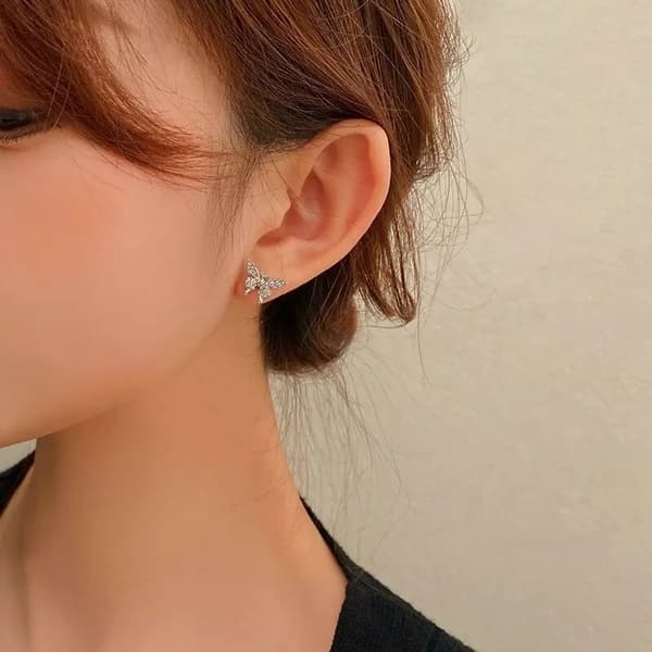 925 Sterling Silver Crystal Butterfly Ear Stud Earrings Womens Girl Jewellery UK