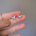 Miniatyrbillede 1 af 5: 925 Sterling Silver Crystal Butterfly Ear Stud Earrings Womens Girl Jewellery UK