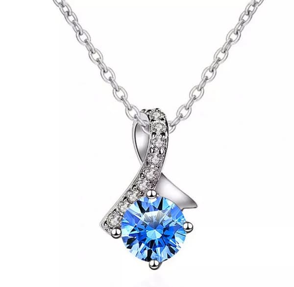 Blue Swirl Pendant 925 Sterling Silver Chain Necklace Women Girls Jewellery Gift