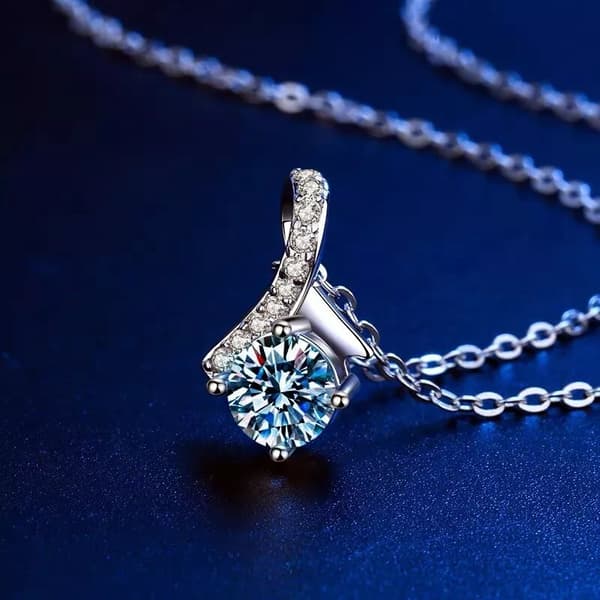 Blue Swirl Pendant 925 Sterling Silver Chain Necklace Women Girls Jewellery Gift