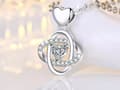 Miniatyrbild 2 av 3: Clover Heart Crystal Pendant 925 Sterling Silver Chain Necklace Womens Jewellery