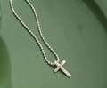 Miniatyrbilde 2 av 4: Cross Pendant 925 Sterling Silver Bead Necklace Crystal Jewellery Womens Gift UK