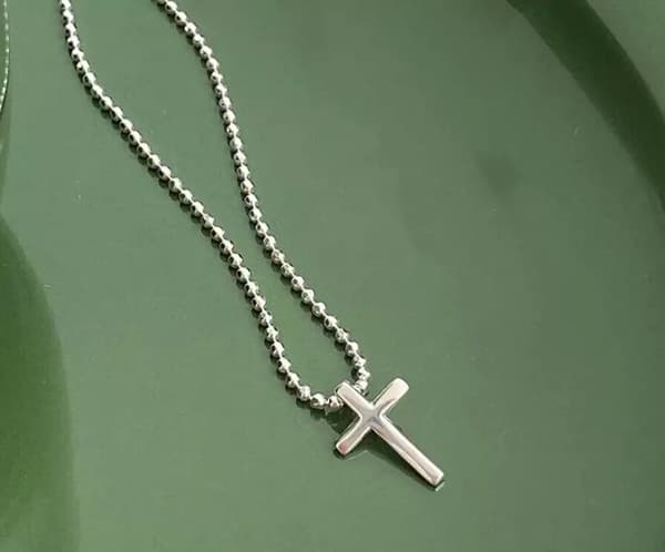 Cross Pendant 925 Sterling Silver Bead Necklace Crystal Jewellery Womens Gift UK