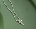 Miniatyrbilde 1 av 4: Cross Pendant 925 Sterling Silver Bead Necklace Crystal Jewellery Womens Gift UK