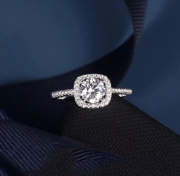 925 Sterling Silver Crystal Square Stone Adjustable Ring Women Jewellery Gift UK