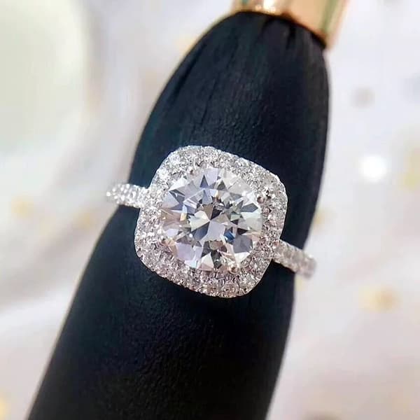 925 Sterling Silver Crystal Square Stone Adjustable Ring Women Jewellery Gift UK