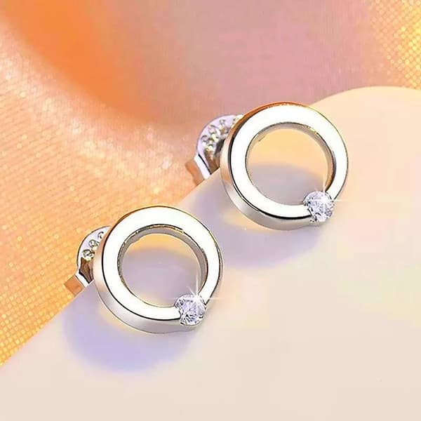 925 Sterling Silver Love Crystal Round Stud Earrings Womens Girls Jewellery Gift