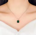 Miniatyrbild 4 av 4: Green Rectangle Pendant 925 Sterling Silver Chain Necklace Womens Jewellery Gift