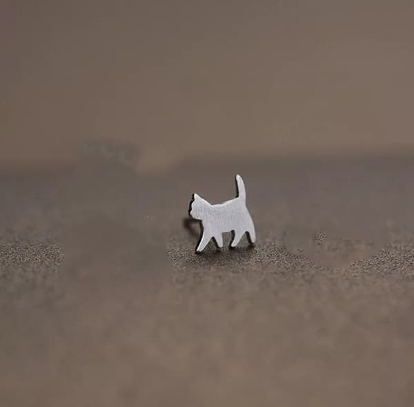 925 Sterling Silver Cute Cat Polished Stud Earrings Womens Jewellery Gift New UK