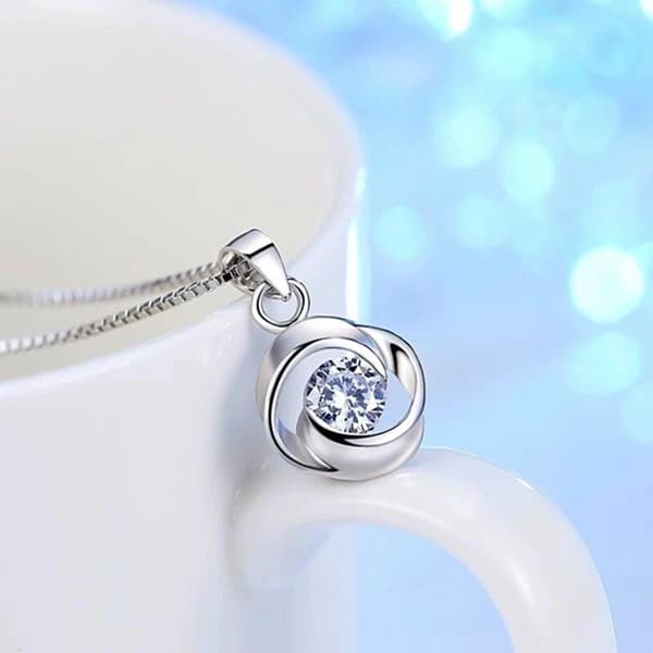Crystal Swirls Pendant 925 Sterling Silver Chain Necklace Womens Jewellery Gifts