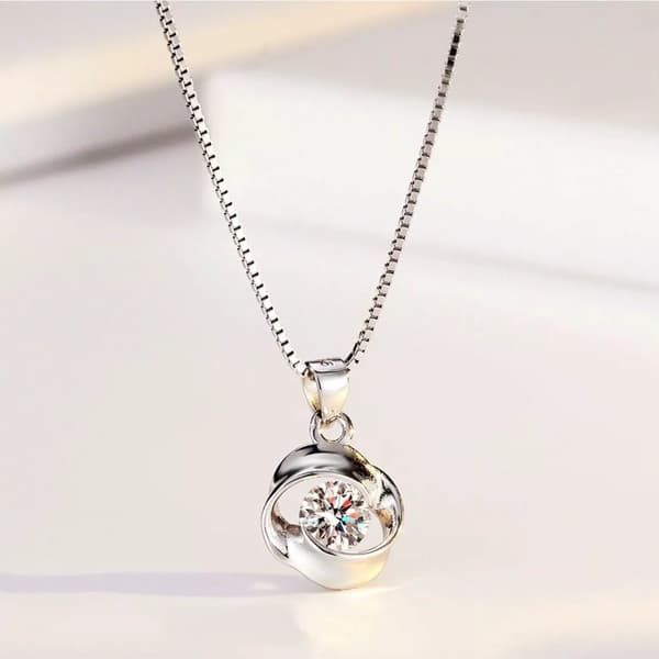 Crystal Swirls Pendant 925 Sterling Silver Chain Necklace Womens Jewellery Gifts