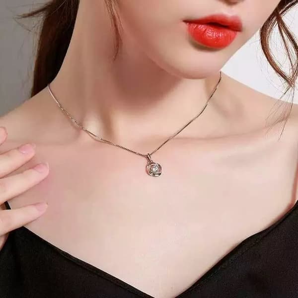 Crystal Swirls Pendant 925 Sterling Silver Chain Necklace Womens Jewellery Gifts