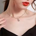 Miniatyrbilde 6 av 6: Crystal Swirls Pendant 925 Sterling Silver Chain Necklace Womens Jewellery Gifts