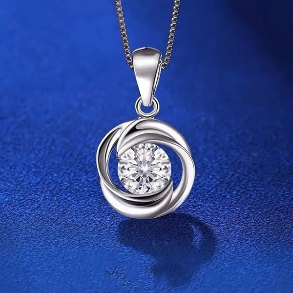 Crystal Swirls Pendant 925 Sterling Silver Chain Necklace Womens Jewellery Gifts