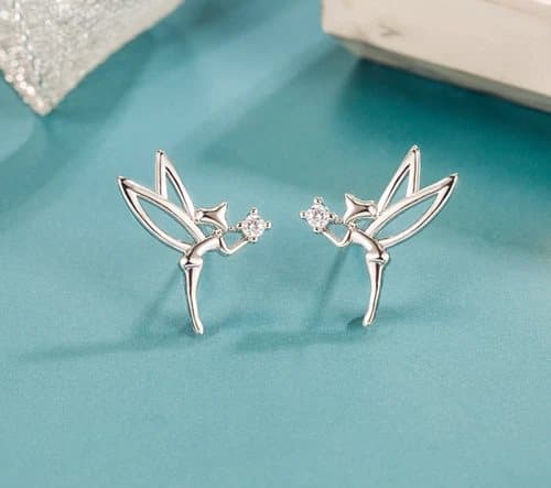 Crystal Fairy Earrings Stud 925 Sterling Silver Women Girls Jewellery gifts UK