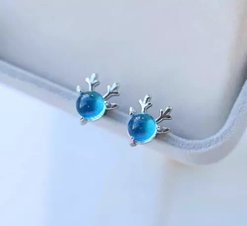 Blue Crystal Elk 925 Sterling Silver Ear Stud Earrings Womens Jewellery Gift UK