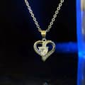 Pikkukuva 1 / 7: Crystal Heart Swirl 925 Sterling Silver Pendant Chain Necklace Womens Jewellery