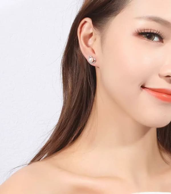 925 Sterling Silver Crystal Heart Pearl Stud Earrings Women Girls Jewellery Gift