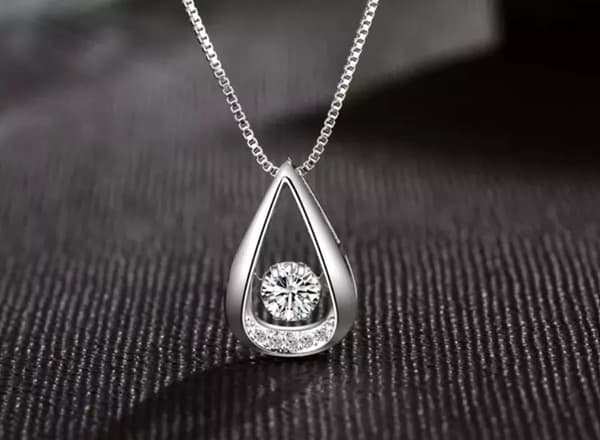 Water Drop Pendant 925 Sterling Silver Chain Necklace Womens Ladies Jewellery UK