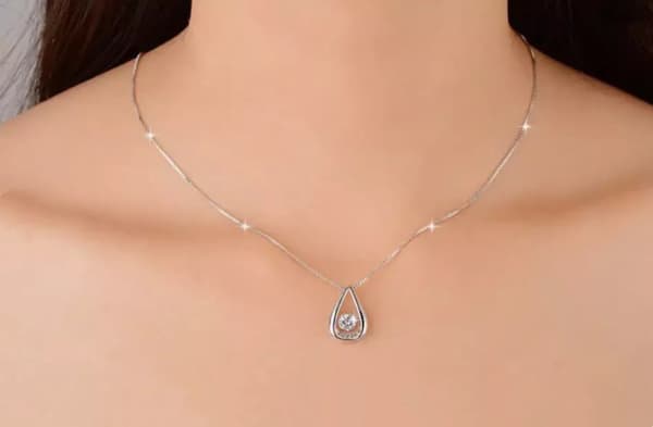 Water Drop Pendant 925 Sterling Silver Chain Necklace Womens Ladies Jewellery UK