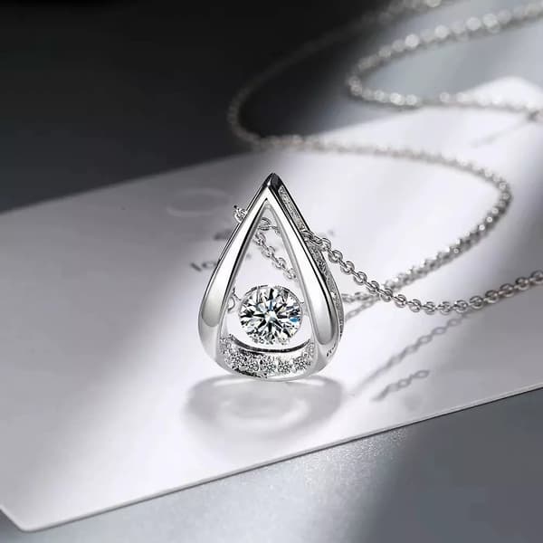 Water Drop Pendant 925 Sterling Silver Chain Necklace Womens Ladies Jewellery UK