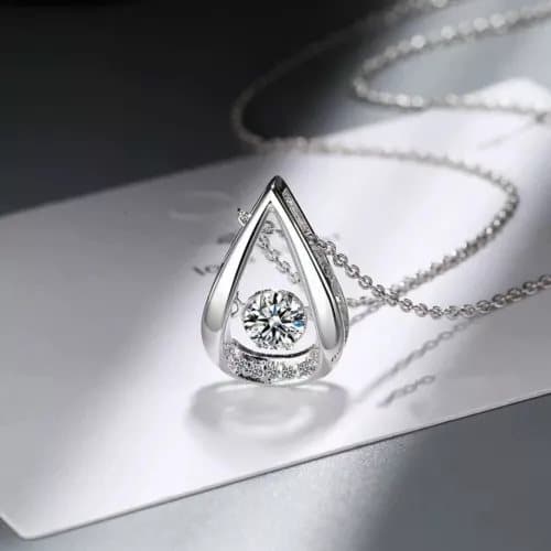 Water Drop Pendant 925 Sterling Silver Chain Necklace Womens Ladies Jewellery UK