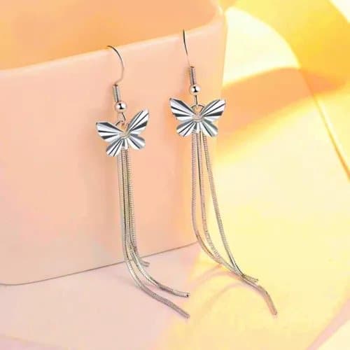 925 Sterling Silver Butterfly Drop Hook Stud Earrings Womens Jewellery Gift UK