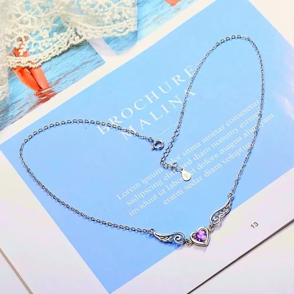 Angel Wing Pendant 925 Sterling Silver Chain Necklace Women Girl Jewellery Gift
