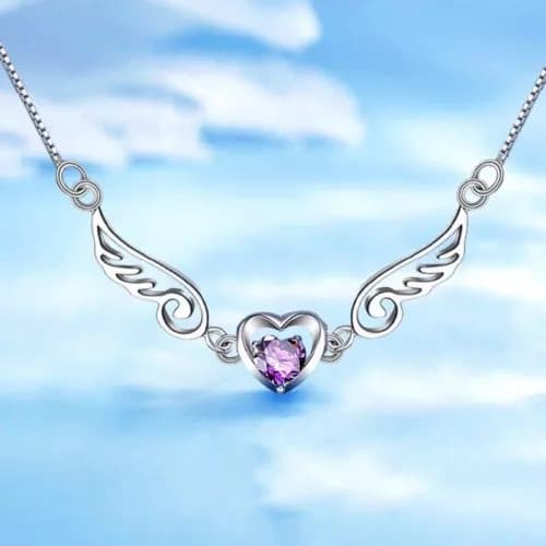 Angel Wing Pendant 925 Sterling Silver Chain Necklace Women Girl Jewellery Gift