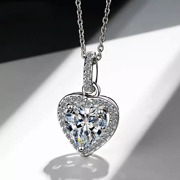 Heart Crystal Pendant 925 Sterling Silver Chain Necklace Women Jewellery Gift UK