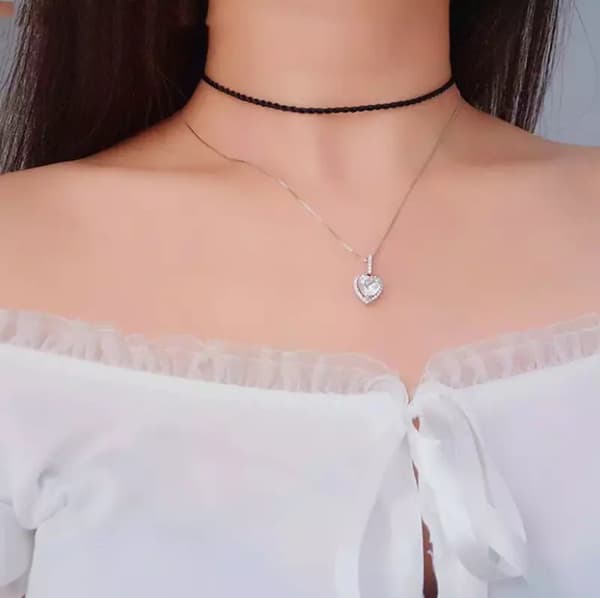 Heart Crystal Pendant 925 Sterling Silver Chain Necklace Women Jewellery Gift UK