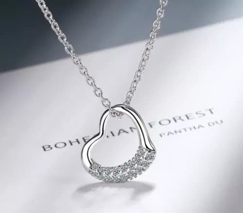 Crystal Heart Pendant 925 Sterling Silver Chain Necklace Womens Jewellery New UK