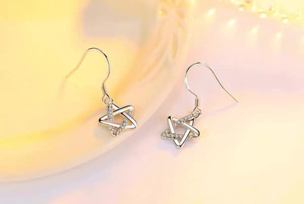 925 Sterling Silver Star Drop Hook Stud Earrings Womens Girls Jewellery Gifts UK