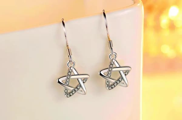 925 Sterling Silver Star Drop Hook Stud Earrings Womens Girls Jewellery Gifts UK