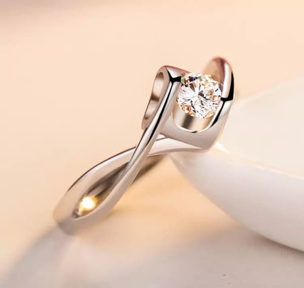925 Sterling Silver Heart Twisted Stone Adjustable Ring Womens Jewellery Gift UK