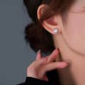 Miniatyrbilde 4 av 5: Crystal Pearl Twist Stone Stud Earrings 925 Sterling Silver Womens Jewellery UK