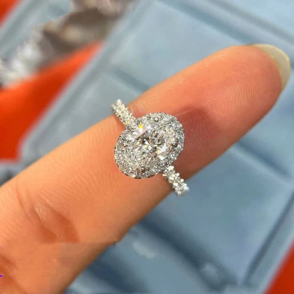925 Sterling Silver Crystal Oval Stone Adjustable Ring Womens Jewellery Gifts UK