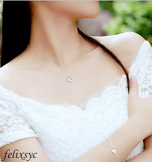 Cherry Blossoms Pendant 925 Sterling Silver Chain Necklace Women Jewellery gifts