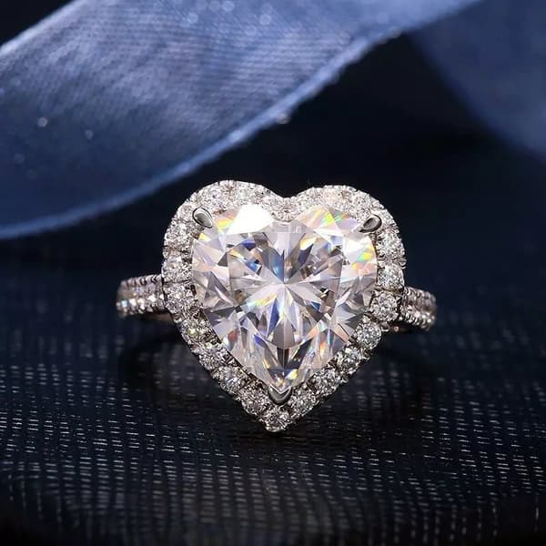 925 Sterling Silver Heart Stone Adjustable Ring Womens Girls Jewellery Gifts UK