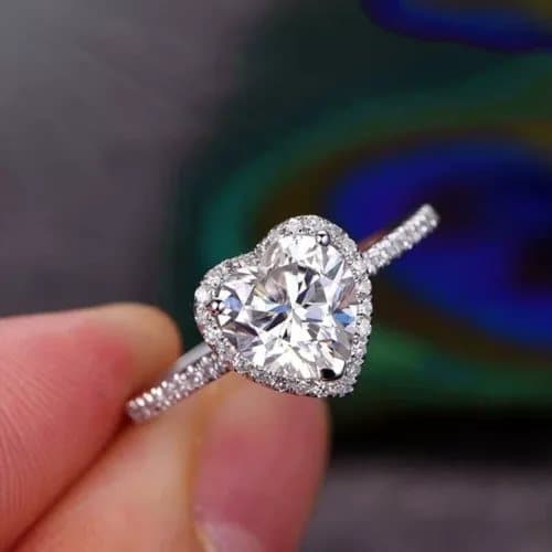 925 Sterling Silver Heart Stone Adjustable Ring Womens Girls Jewellery Gifts UK
