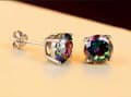 Pikkukuva 3 / 7: 925 Sterling Silver Round Rainbow Ear Stud Earrings Womens Jewellery Love Gifts