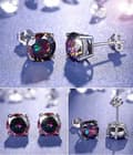 Pikkukuva 6 / 7: 925 Sterling Silver Round Rainbow Ear Stud Earrings Womens Jewellery Love Gifts