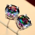 Pikkukuva 1 / 7: 925 Sterling Silver Round Rainbow Ear Stud Earrings Womens Jewellery Love Gifts