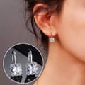 Miniatyrbild 1 av 5: Square Stone Drop Hook Earrings 925 Sterling Silver Womens Girls Jewellery Gift