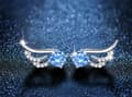Miniatyrbillede 2 af 4: Blue Crystal Angel Wing Stud Earrings 925 Sterling Silver Women Jewellery New UK